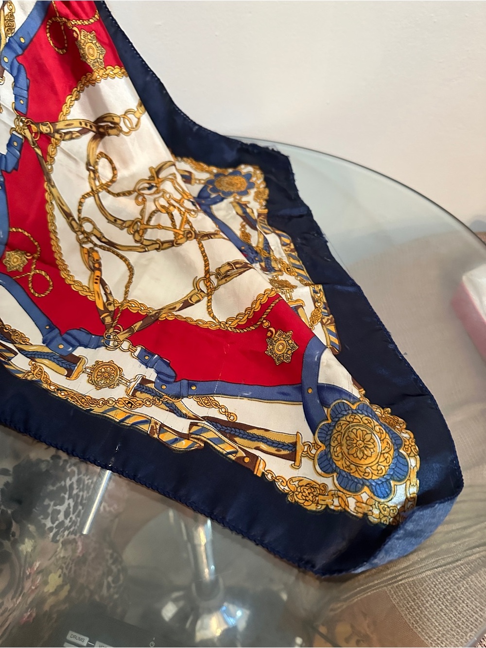 Vintage Nautical-Print Accent Scarf - Navy, Red, White, Gold